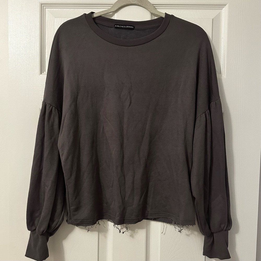 Harlowe & Graham Gray Long Sleeve Boxy Sweater